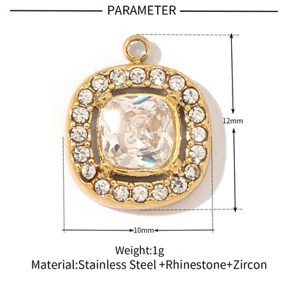 Geometric Round Oval Titanium Steel Zircon Pendant