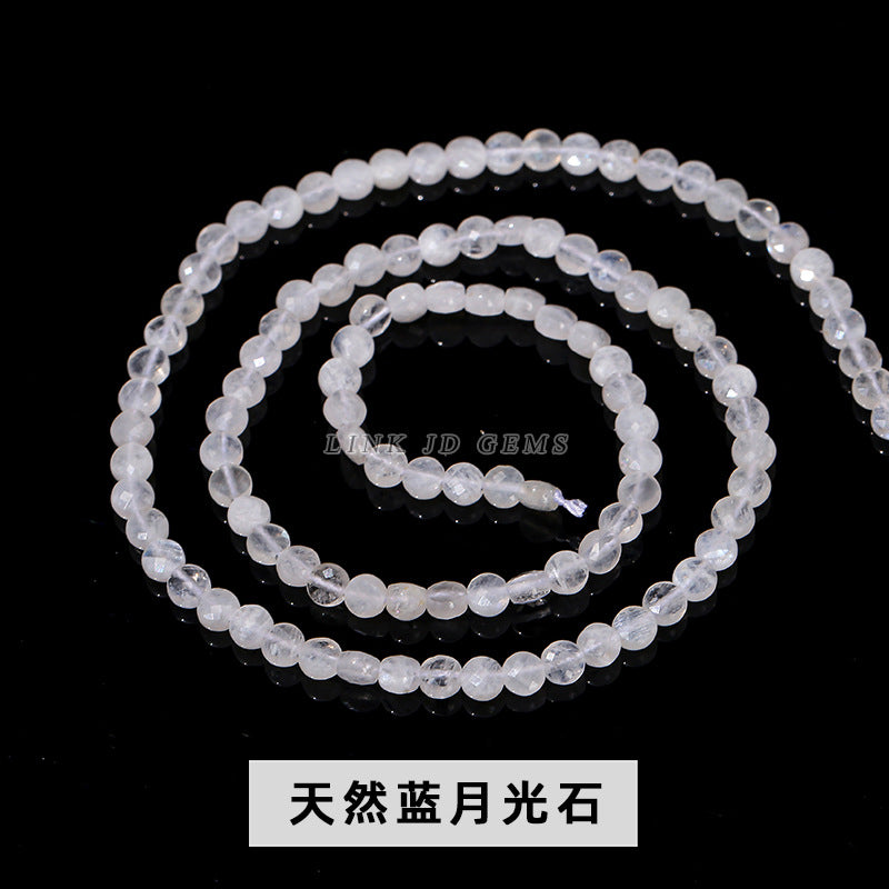 4Mm natural stone crystal cut round cake loose beads