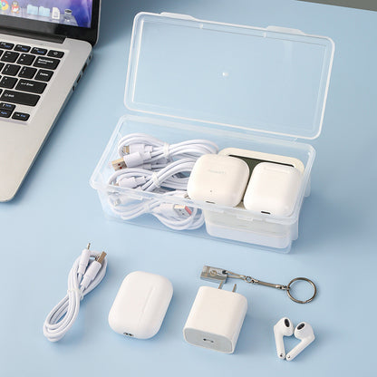 Portable Data Cable Storage Box Transparent Organizer