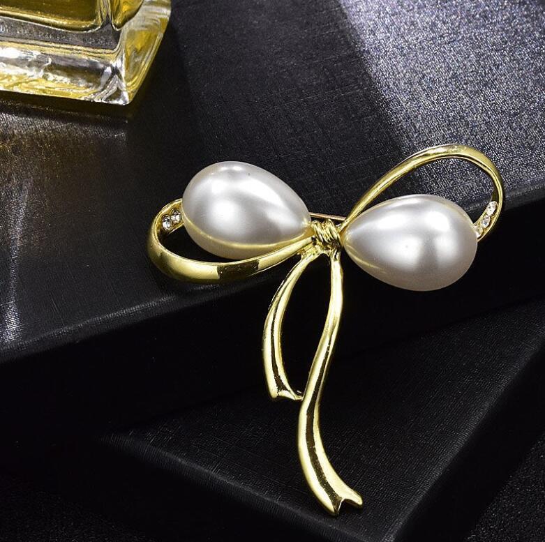 Pearl Pin Bow Brooch