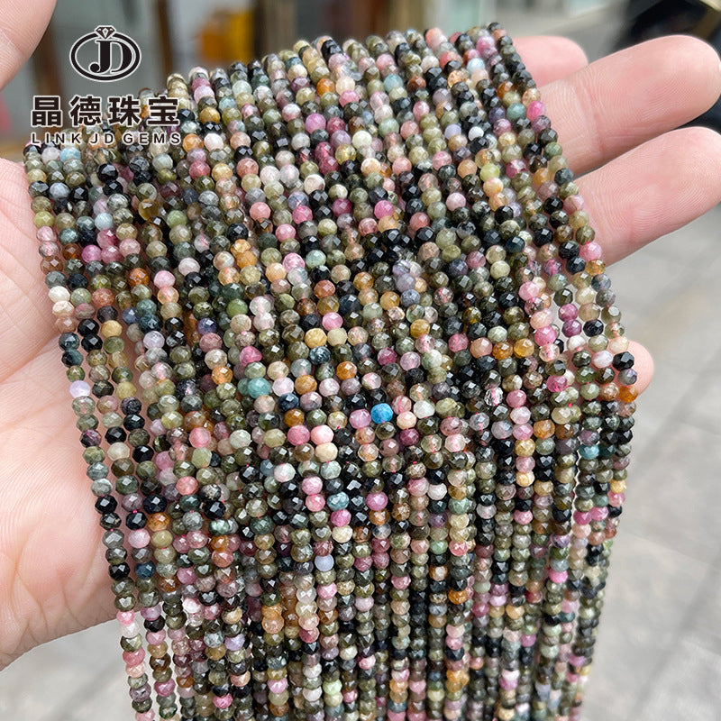 3 * 2Mm natural color tourmaline cut abacus beads loose beads