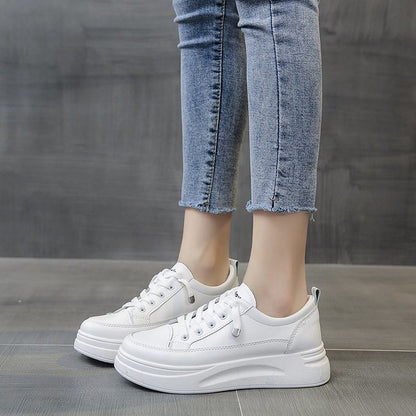 Thick-soled casual muffin little white shoes