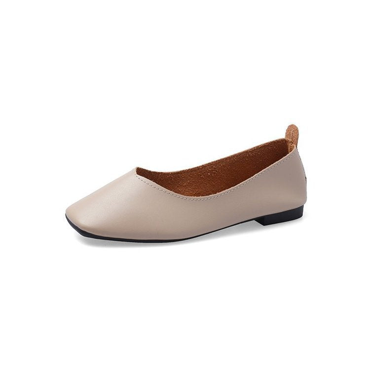 Flat soft leather women's shoes