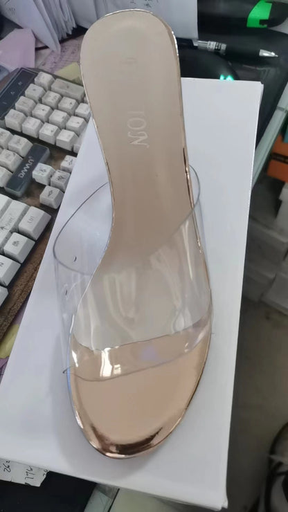 Transparent wedge shoes