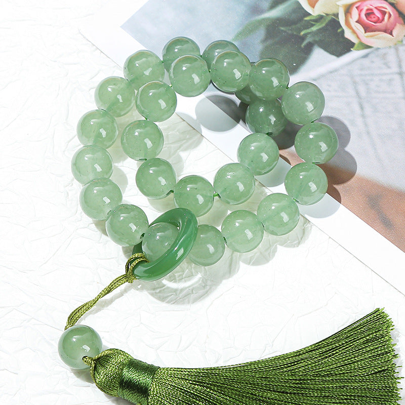 Imitation green Dongling jade glass bead bracelet