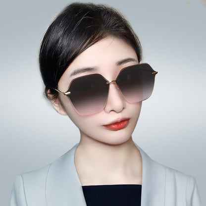 Vintage Rimless Cut-Edge Sunglasses Women¡¯s Metal Gradient Fashion Sunglasses