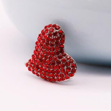 Red Heart Brooch Alloy Diamonds