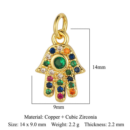 Evil Eye Fatima Palm Copper Zircon Pendant