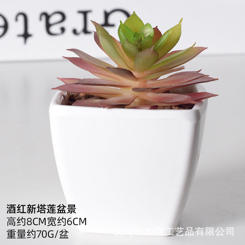 Simulation of succulent plastic bonsai artificial flowers combination