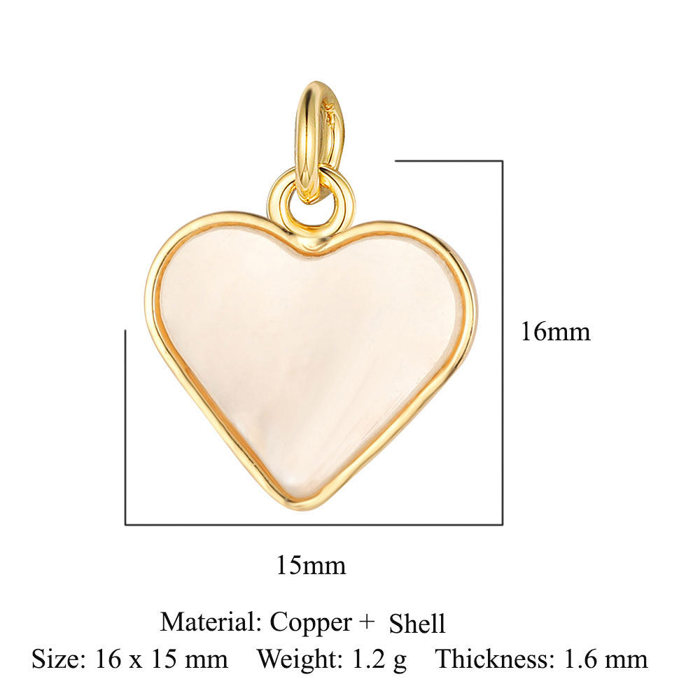 Copper zircon pendant, love shell pendant.