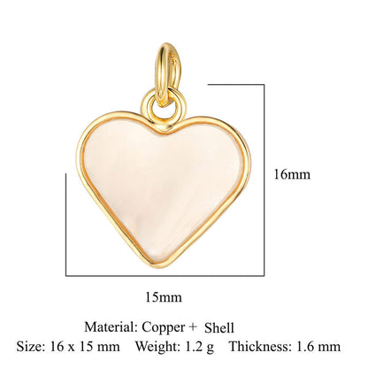 Copper zircon pendant, love shell pendant.