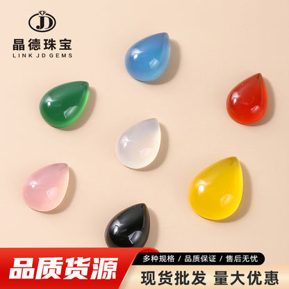 Agate water drop-shaped inlaid ring surface flat bottom loose beads