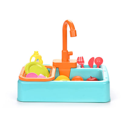 Children's Pretend Play Dishwasher Toy Early Education Infant and Toddler Electric Dishwashing Sink Automatic Water Dispensing Vegetable Washing Station