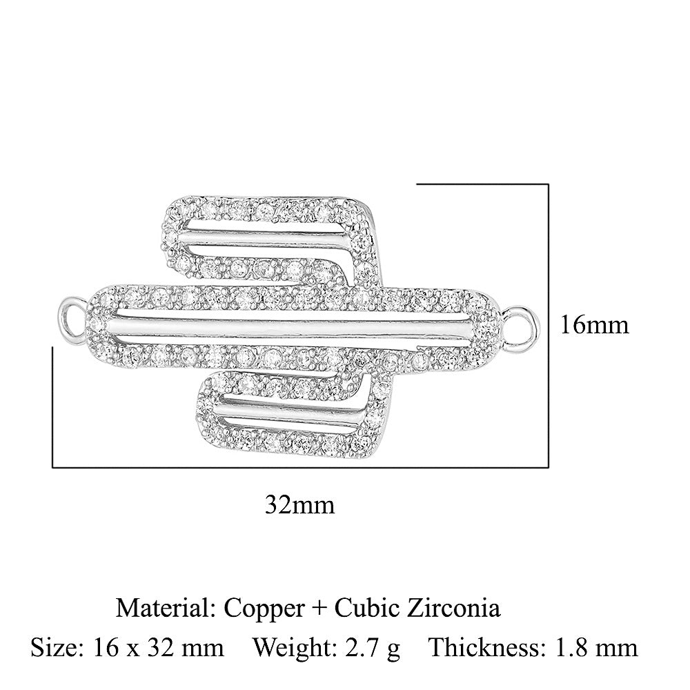 Cactus round zircon double hole copper accessories