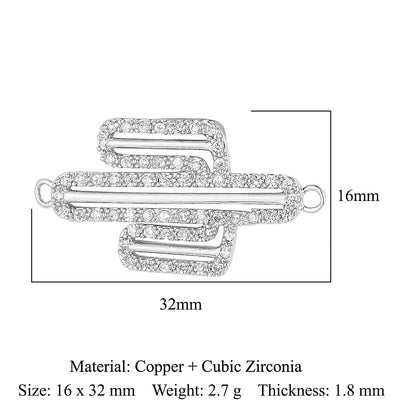 Cactus round zircon double hole copper accessories