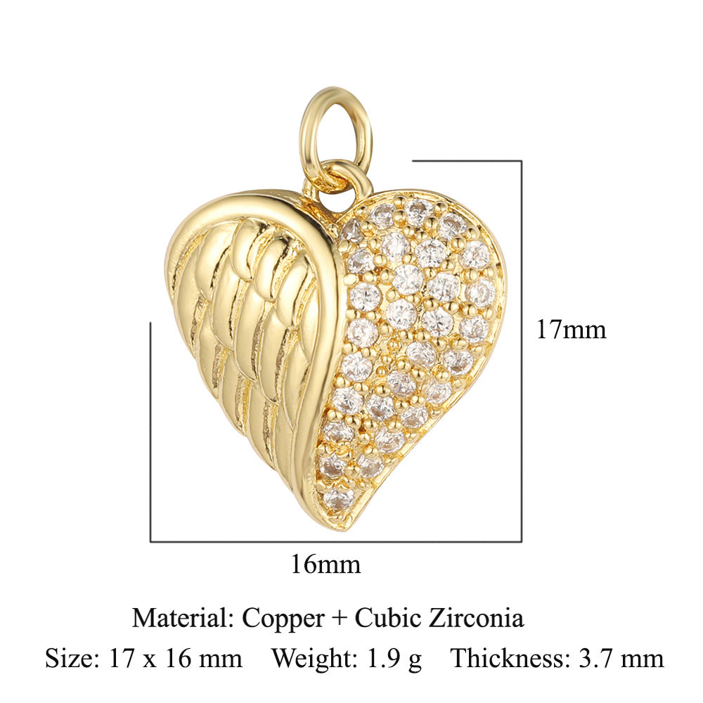 Crown peach heart colorful love copper zircon pendant