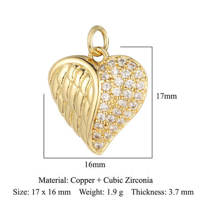 Crown peach heart colorful love copper zircon pendant