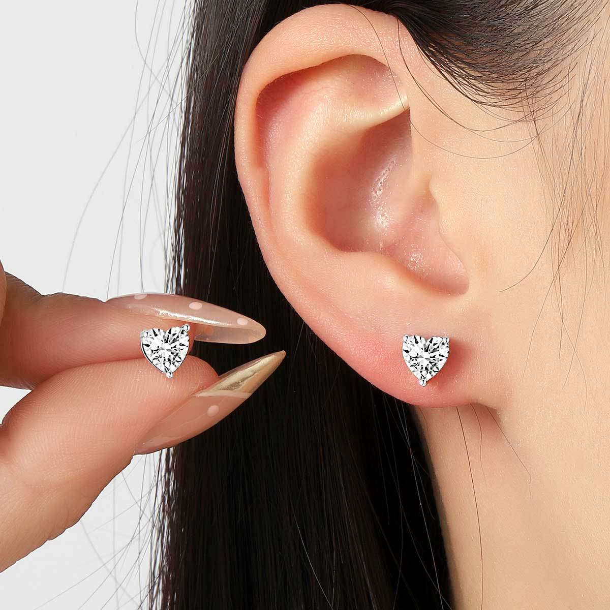 5A zircon love stud earrings woman