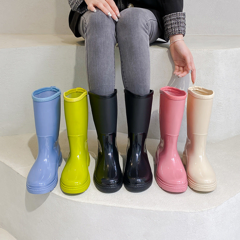 Waterproof rain boots solid color