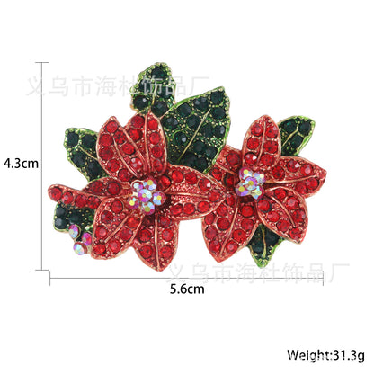 Christmas Flower Brooch Rhinestones