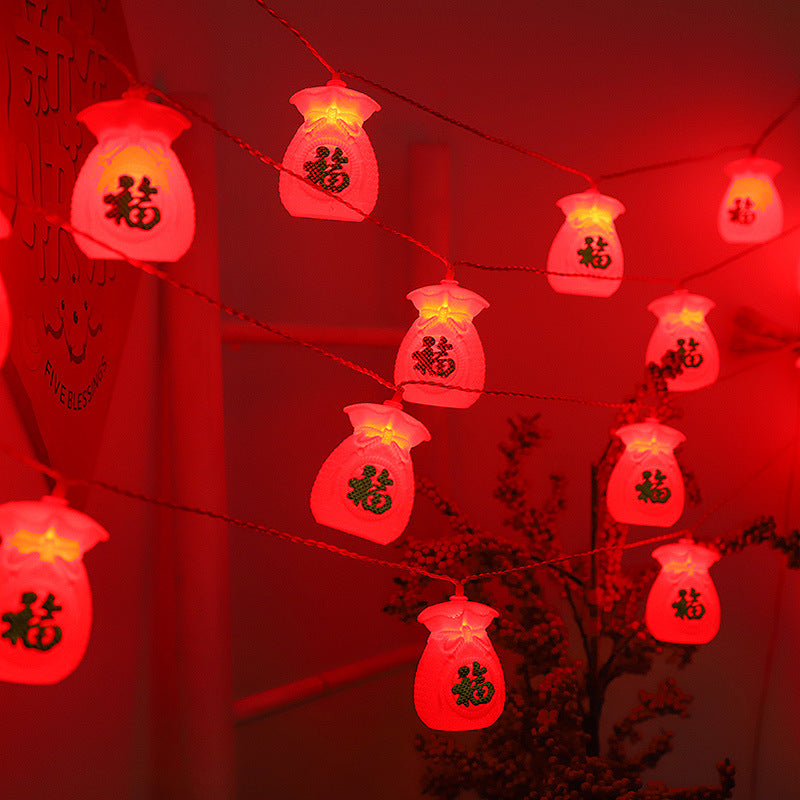 Solar LED Red Lantern Light String Decorative Lights