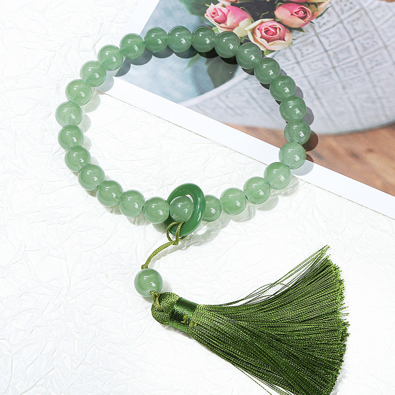 Imitation green Dongling jade glass bead bracelet