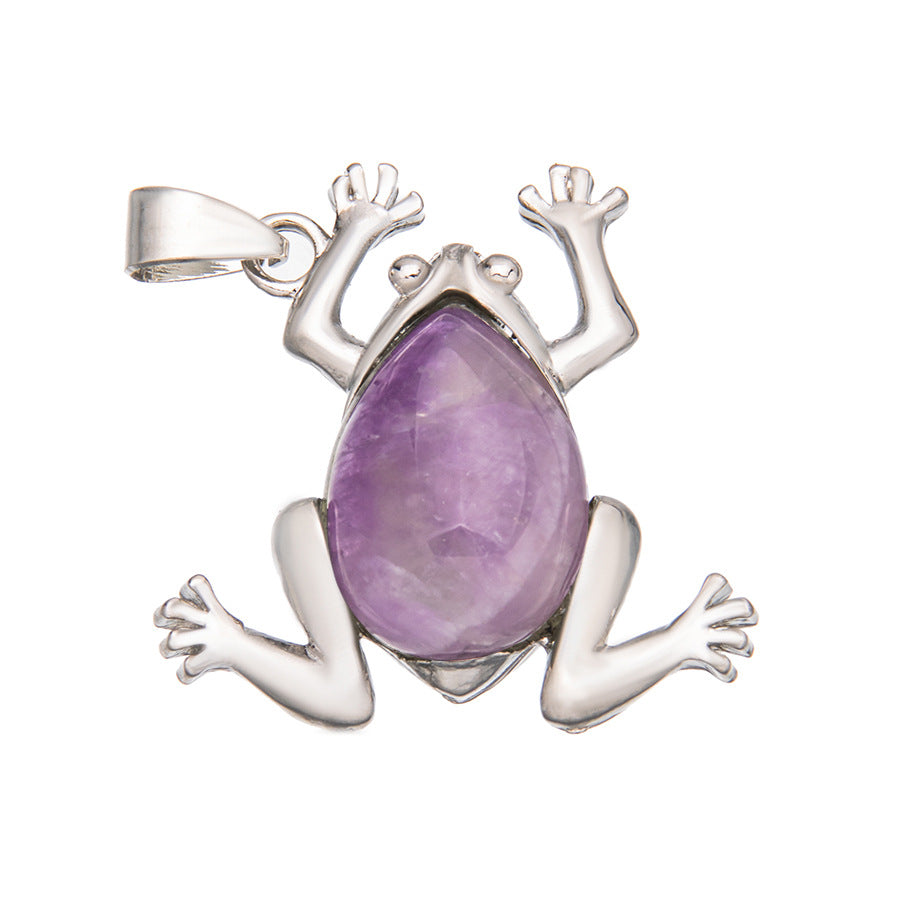 Crystal Gem Alloy Frog Pendant Necklace