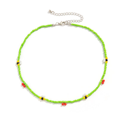 Woven beaded colorful bee necklace