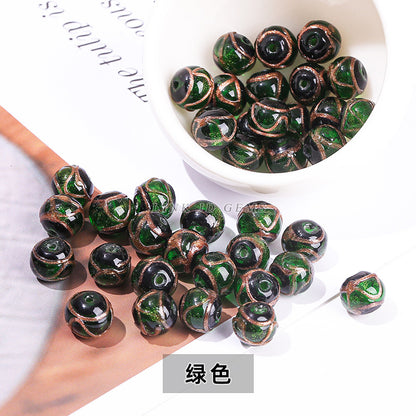 Fragrant ash glazed beads Ancient gold silk glazed beads