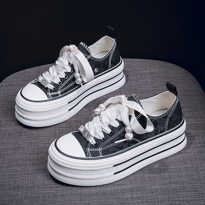 Thick-soled canvas shoes ins white shoes