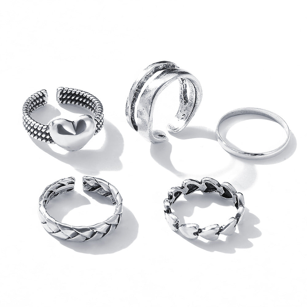 Simple Love Ring Set 5 Pieces