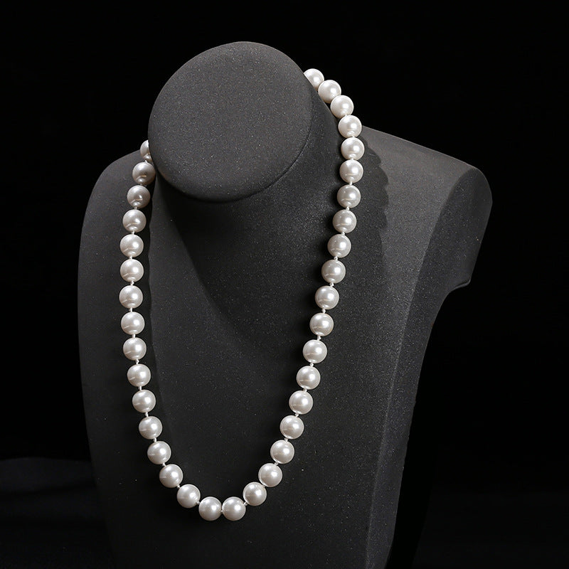 High imitation bead pearl round bead necklace