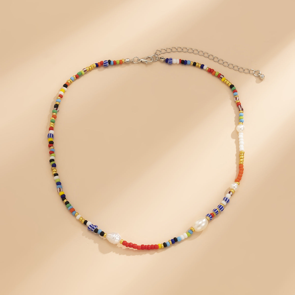 Woven beaded colorful bee necklace