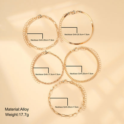 Multi-layer snake bone bracelet set 5 pieces