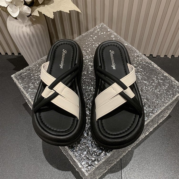 Cross-bottom slippers