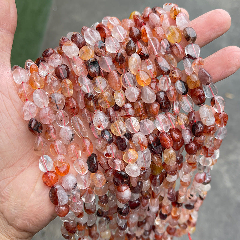 Flor de goma roja natural de cristal con cuentas sueltas moldeadas 