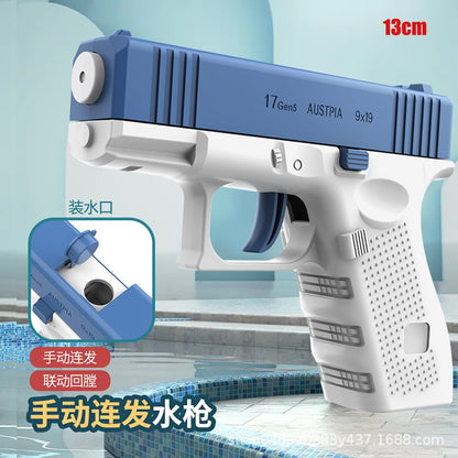 Mini Glock-style Water Pistol with Recoiling Action, Linked Automatic Shooting, Children's Toy Ages 3-8