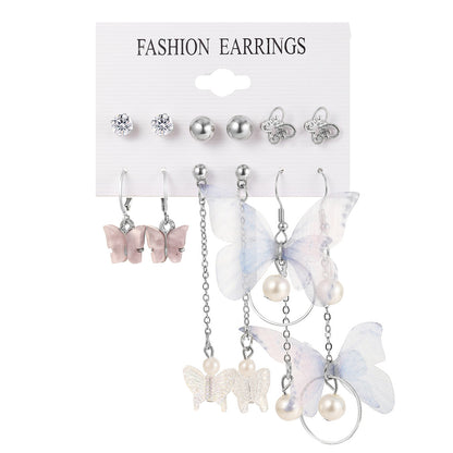 Acrylic Pearl Butterfly Earrings Set