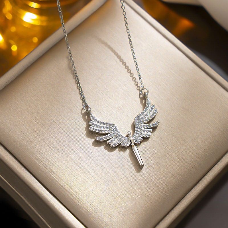 Angel Wing Pendant Necklace: Non-fading Titanium Steel, Cross-border Hot Sale