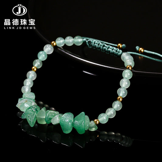 Natural green Dongling gravel woven bracelet