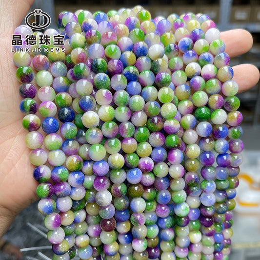 6-10 Mixed color chalcedony round beads Persian jade loose beads