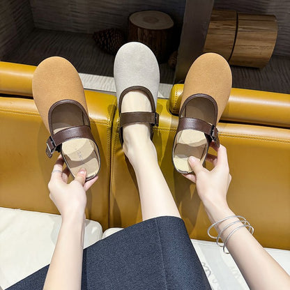 Button Flat Slippers