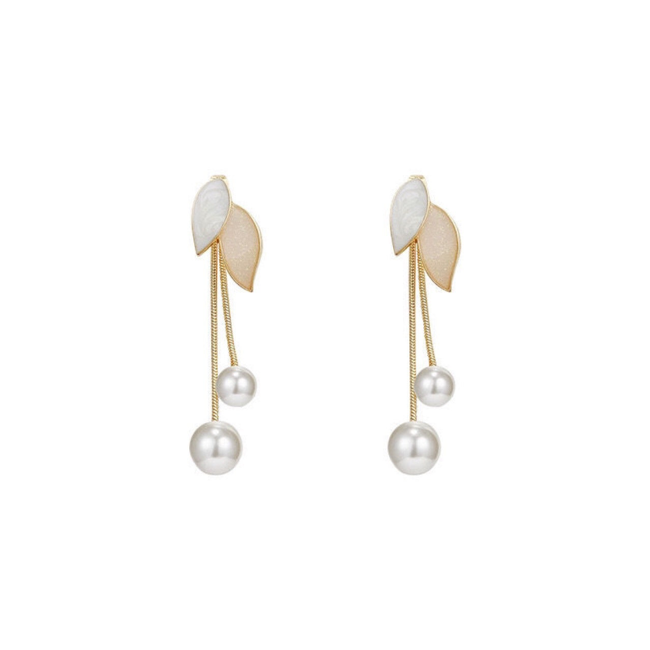 Pearl Leaf Long Fringed Earrings