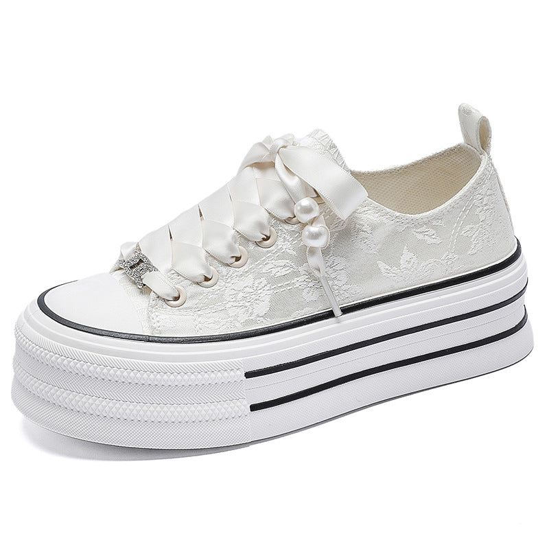 Thick-soled canvas shoes ins white shoes