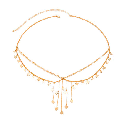 Metal Star Butterfly Waist Chain Tassel Body Chain