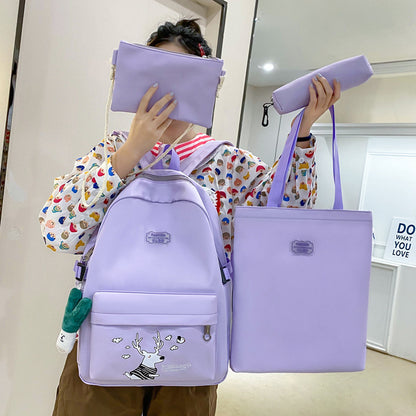 Student backpack cartoon school bag 4 piece set backpack