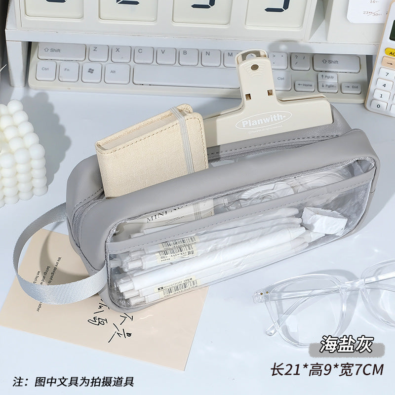 Transparent Large Capacity Pencil Case, Minimalist