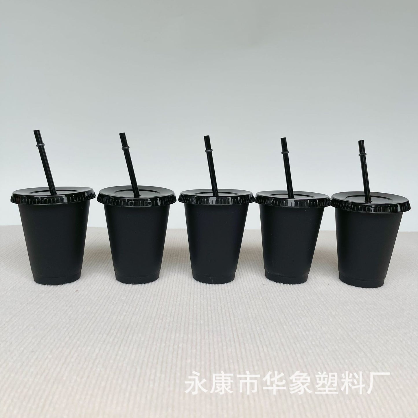 475Ml black straw coffee cup