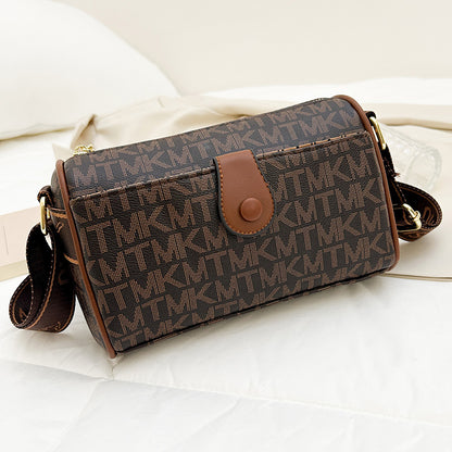 Retro versatile printed letter texture women's bag