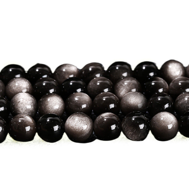 7A natural binocular silver obsidian loose beads